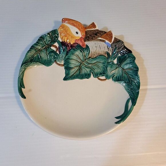 Vintage Fitz & Floyd FF 1988 Japan 3D Bird Duck Dish Salad Round Plate Decor - Picture 1 of 7